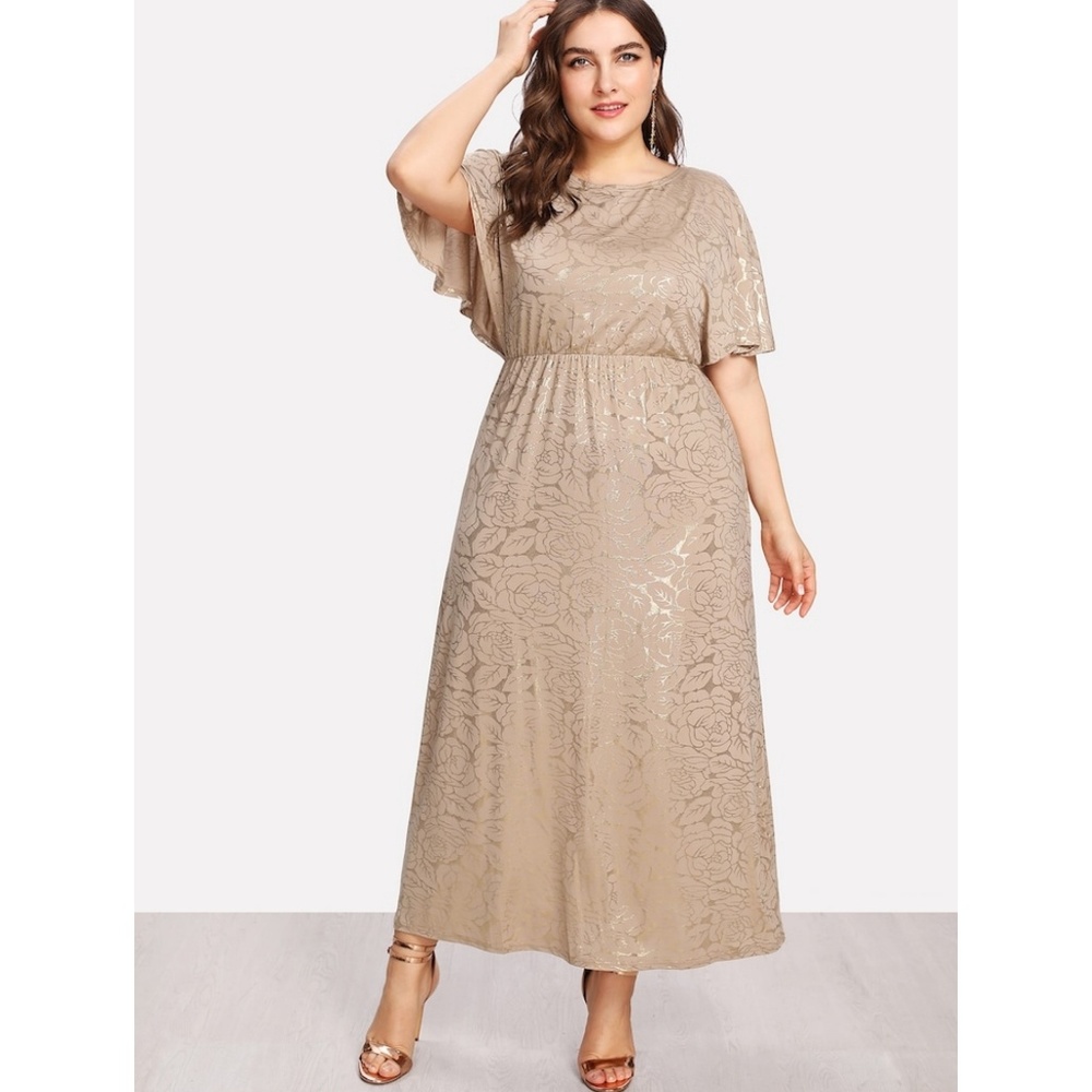 Plus Floral Dolman Sleeve Maxi Dress